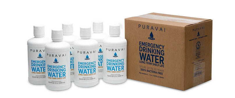 Puravai Emergency Drinking Water, 100% Bacteria Free Drinking Water, Purified Emergency Water, 20 Year Shelf Life, Long Term Water Storage, Sturdy Reusable Canteen Bottles