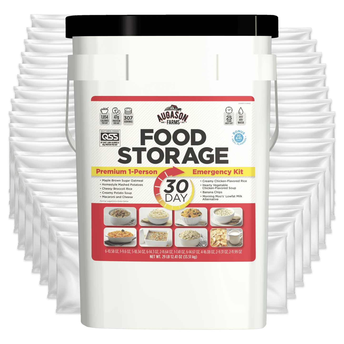 30-Day 1-Person Premium Emergency Food Supply Kit, Extra Calories Per Day, 307 Servings