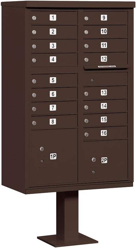 "Cluster Box Unit by Salsbury Industries - 16 A Size Doors, Type III, USPS Lock Compatible, Black (Model: 3316BLK-U)"