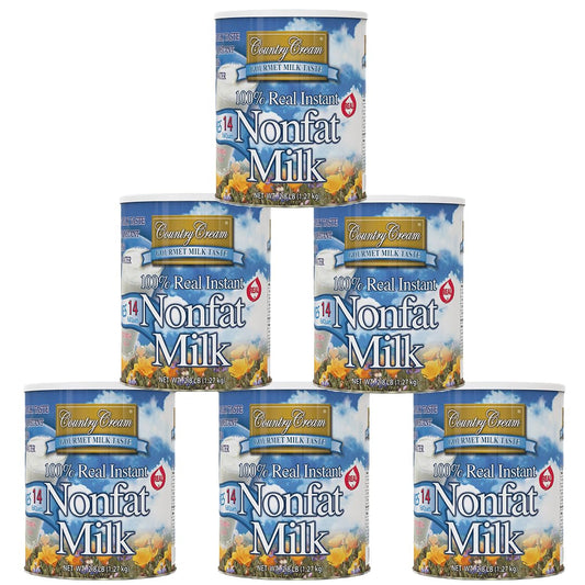 Country Cream 100% Real Instant Nonfat Dry Milk Powder Rich in Vitamin A & D | Dry Milk powder for Baking and Coffee Substitute For Liquid Milk Gluten Free Shelf Stable #10 Can Pack of 6