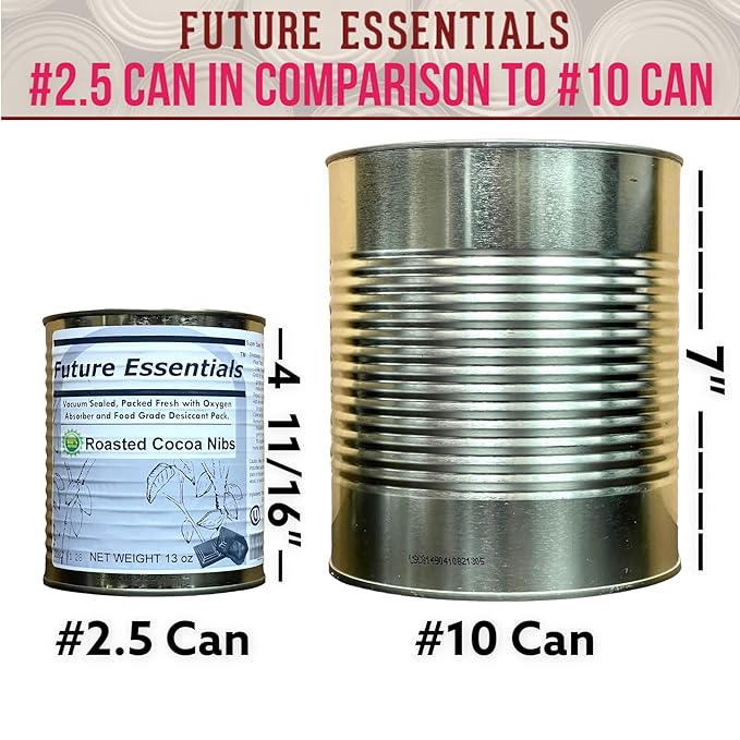 Future Essentials Roasted Cocoa Nibs 12 Cans Per Case | 10 Year Shelf Life