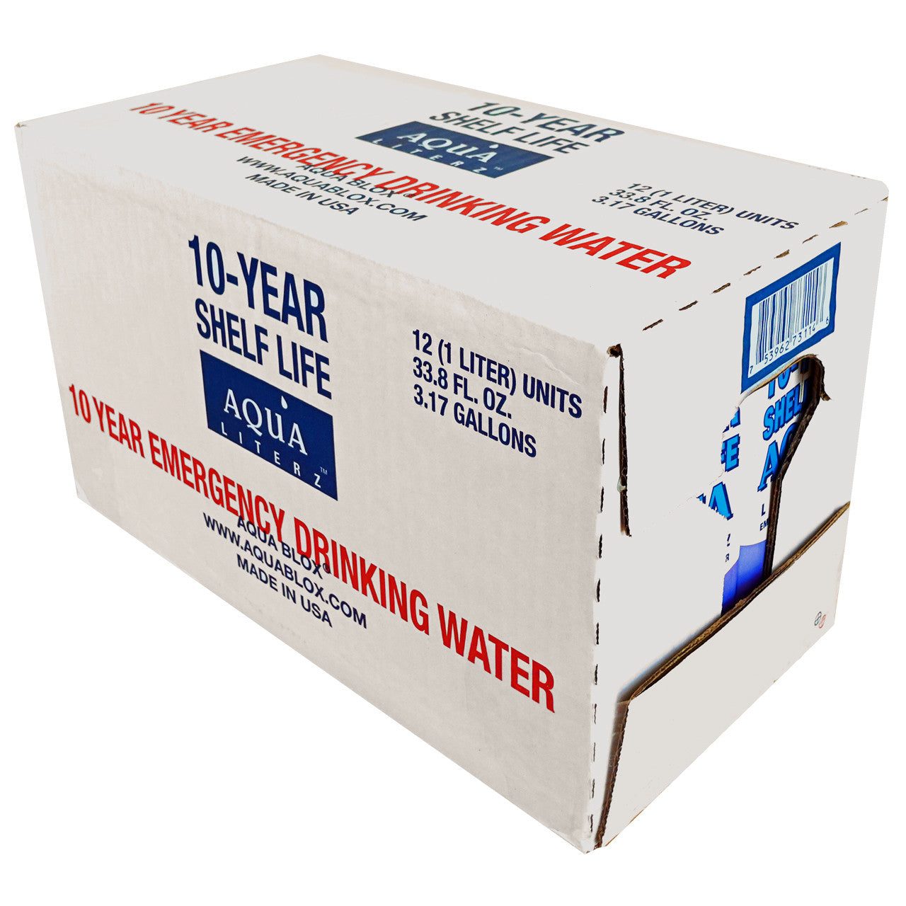 AQUA LITERZ EMERGENCY DRINKING WATER - 10 YEAR SHELF LIFE - Pack of 12
