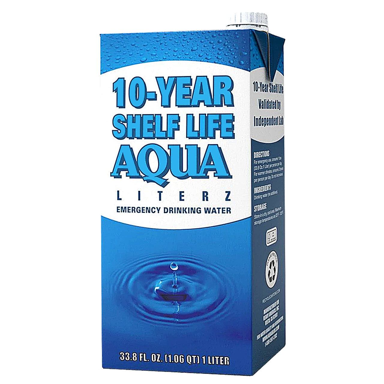AQUA LITERZ EMERGENCY DRINKING WATER - 10 YEAR SHELF LIFE - Pack of 12
