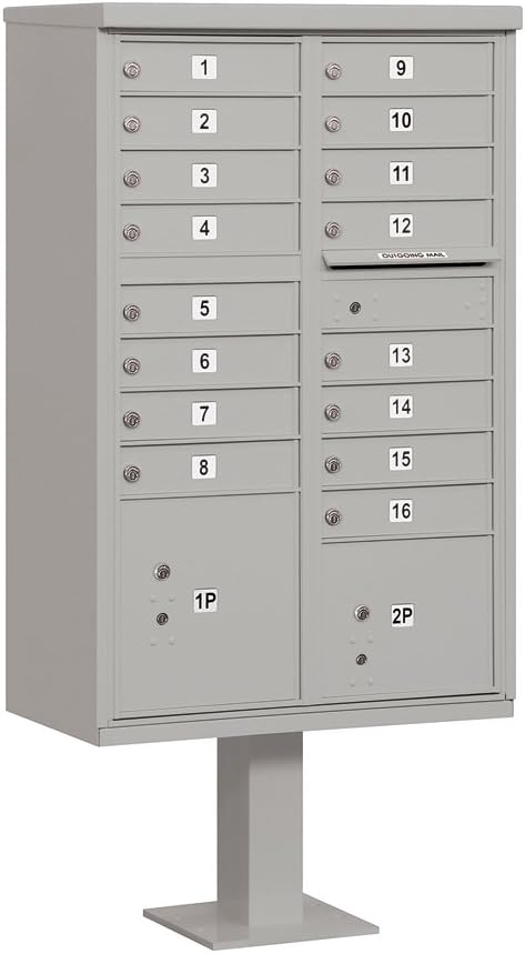 Cluster Box Unit (Includes Pedestal and Master Commercial Locks) - 16 A Size Doors - Type III - white- Private Access