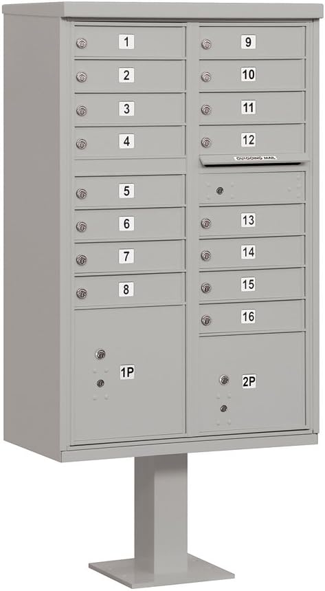 "Cluster Box Unit by Salsbury Industries - 16 A Size Doors, Type III, USPS Lock Compatible, Black (Model: 3316BLK-U)"
