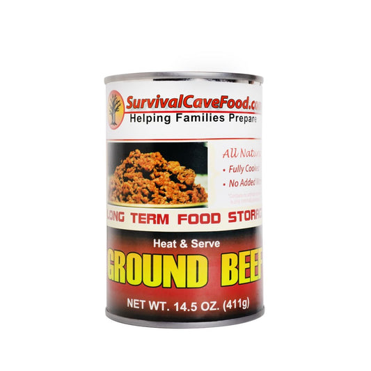 Canned ground beef food storage - full case, 12 cans/60 servings - 14.5 oz cans