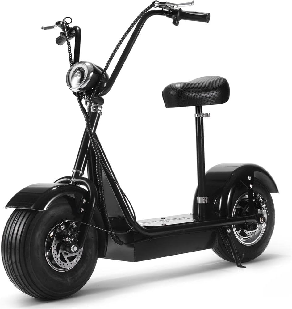 MotoTec Fatboy Electric Scooter 48v 800w - Fat Tire & Big Wheel with Seat, Top Speed 22MPH, Max Range 15 Miles.