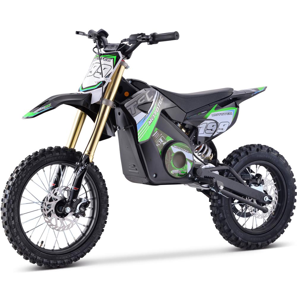 Green MotoTec 48V Pro Electric Dirt Bike with 1600W Lithium Power