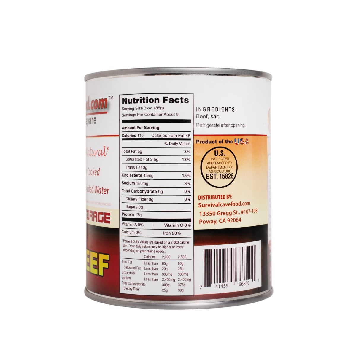 Survival Cave Food Canned Ground Beef - One Can (28oz Cans)
