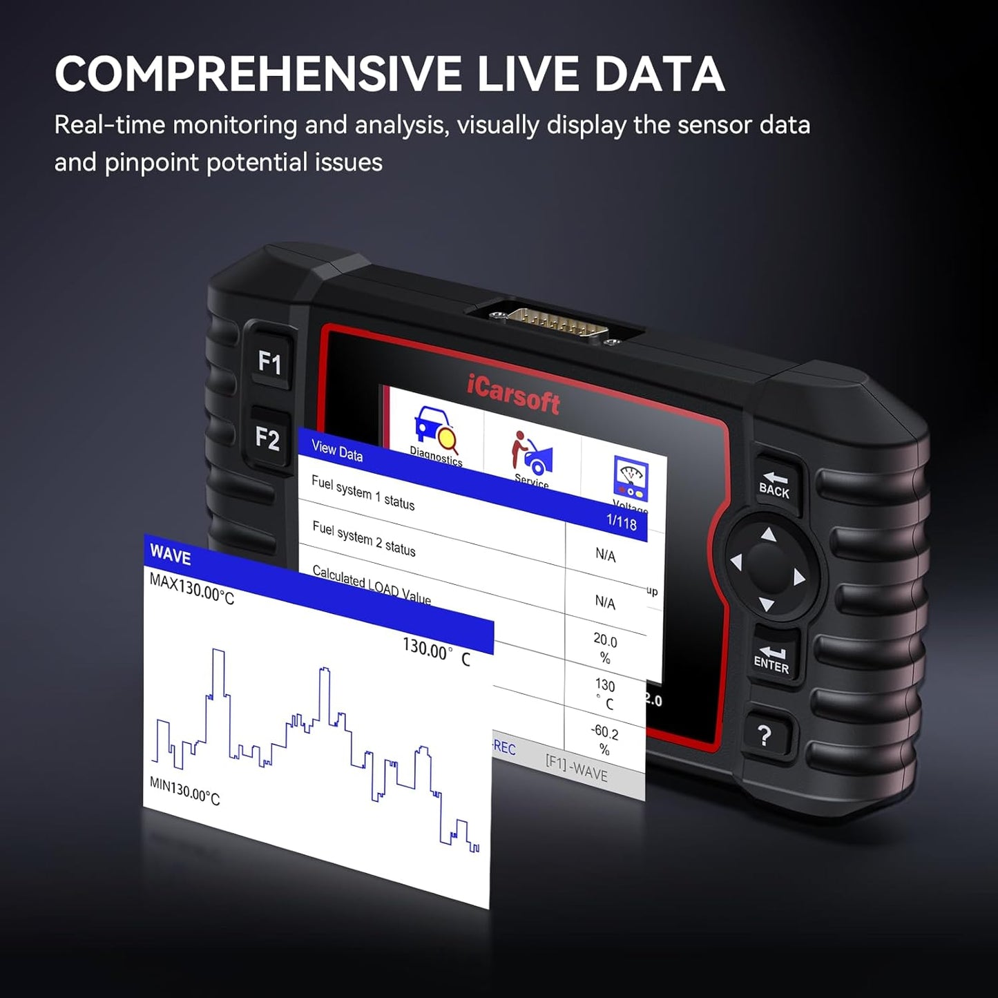 iCarsoft MB V2.0 for Mercedes Benz OBD2 Scanner, Full System Diagnostic Scan Tool, 8 Resets Auto VIN, Oil/SAS/EPB/ETC/DP-F/BLD/INJ/SAS/TPMS, Free Update, Automotive Code Reader with Battery Test