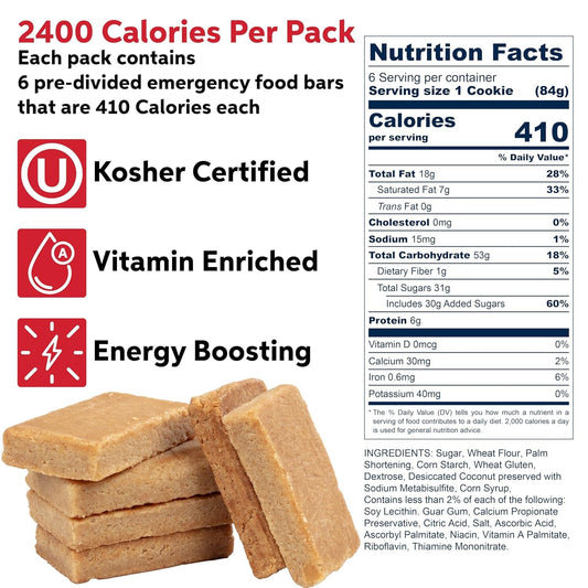 SOS Food Lab 2400 Calorie Emergency Food Bar – Case of 40 | 5-Year Shelf Life, Kosher Certified Survival Rations | High Energy Disaster Preparedness Supply for Camping, Hiking, Emergency Kits & Preppers