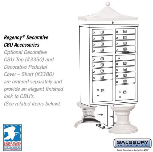Salsbury Cluster Box Unit with 16 Doors and 2 Parcel Lockers (3316WHT-U) in White with USPS Access – Type III