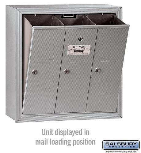 Salsbury 3503ASU Surface Mounted 3 Door Vertical Mailbox and USPS Access.