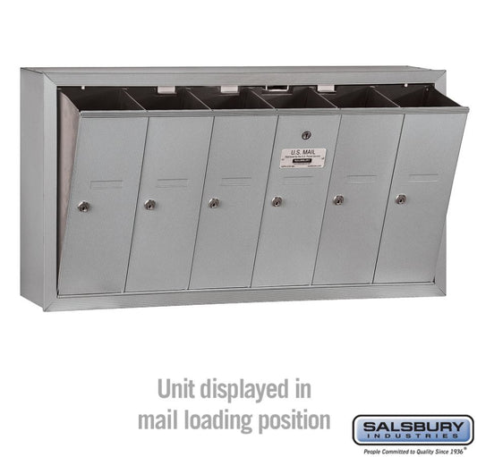 Salsbury 3506ASU Surface Mounted 6 Door Vertical Mailbox and USPS Access, Aluminum