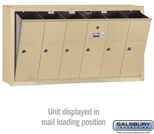 Salsbury 3506SSU Surface Mounted 6 Door Vertical Mailbox with USPS Access, Sandstone
