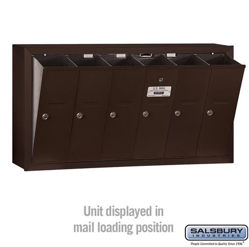 Salsbury 6 Door Vertical Mailbox - Bronze - Surface Mounted - USPS Access (3506ZSU)