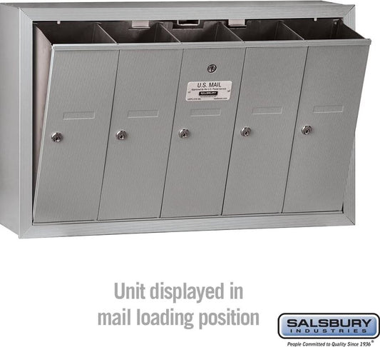Salsbury Vertical Mailbox 5 Door, Aluminum - 3505ASP (Includes Master Commercial Lock)