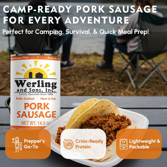 Werling & Sons Canned Heat & Eat Pork Sausage 14.5 Oz Can Fully Cooked &