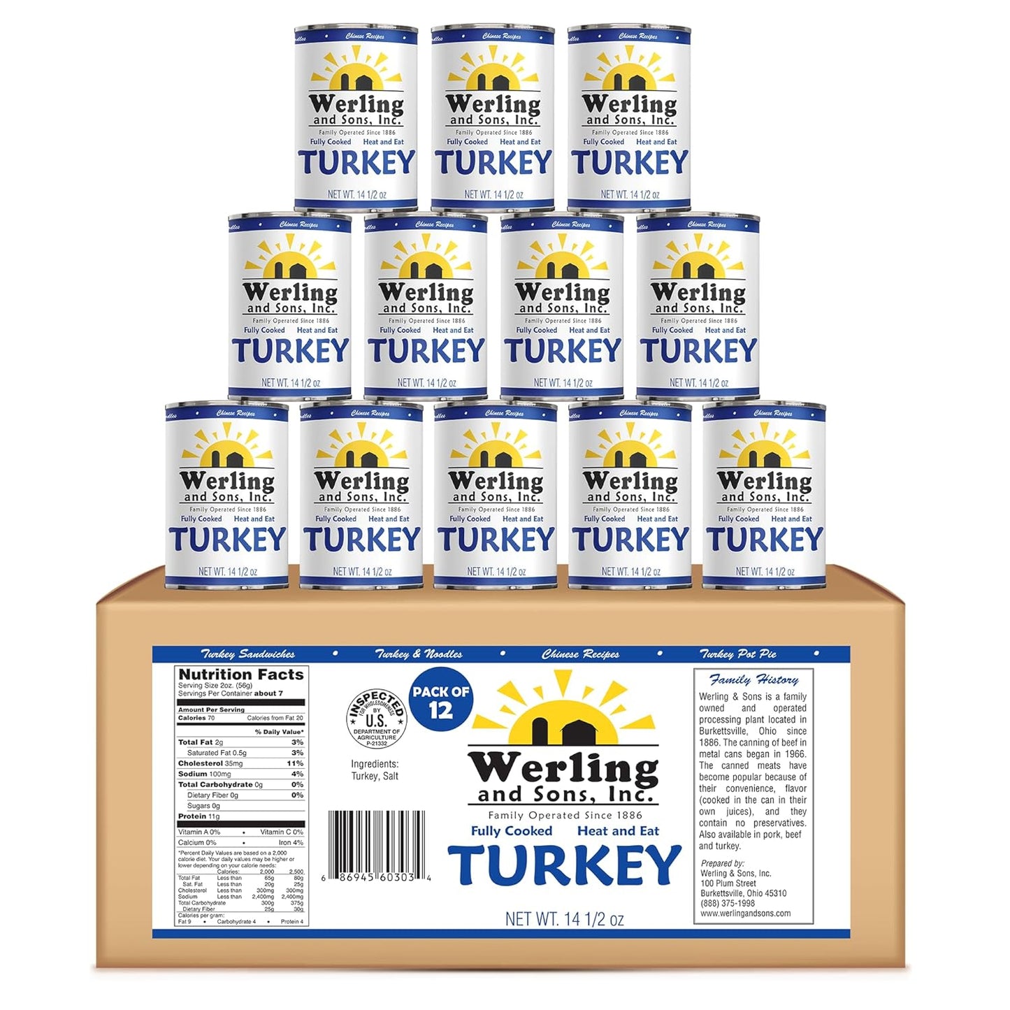 Werling & Sons Fully Cooked Canned Turkey Meat 14.5 Oz