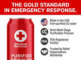 American Red Cross Emergency Purified Drinking Water, Case of 12, 50-Year Shelf Life, Hermetically Sealed Aluminum Cans, BPA-Free, 2.5–5 Day Supply Per Person, Emergency & Everyday Preparedness
