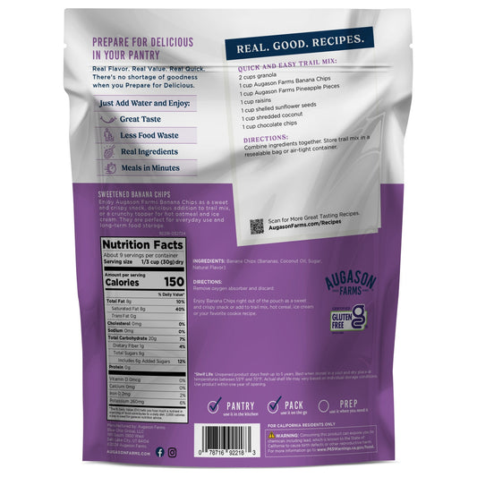 Sweetened Banana Chips Pouch, 9 Servings