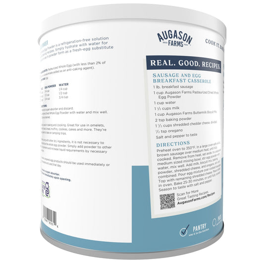 Pasteurized Dried Whole Egg Powder Can, 85 Servings