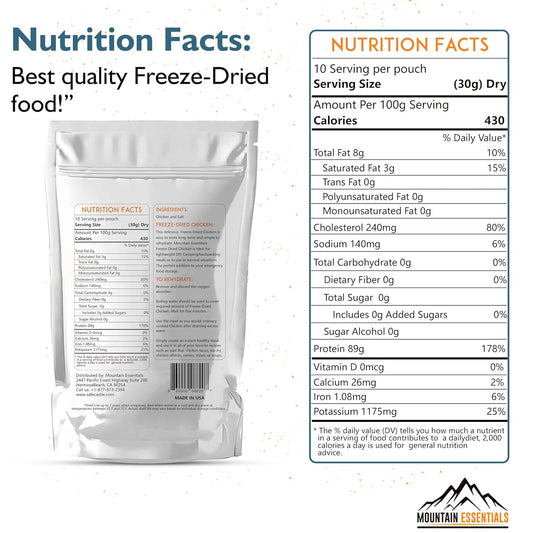 MOUNTAIN ESSENTIALS Freeze Dried Fully Cooked Chicken Dices Pouch