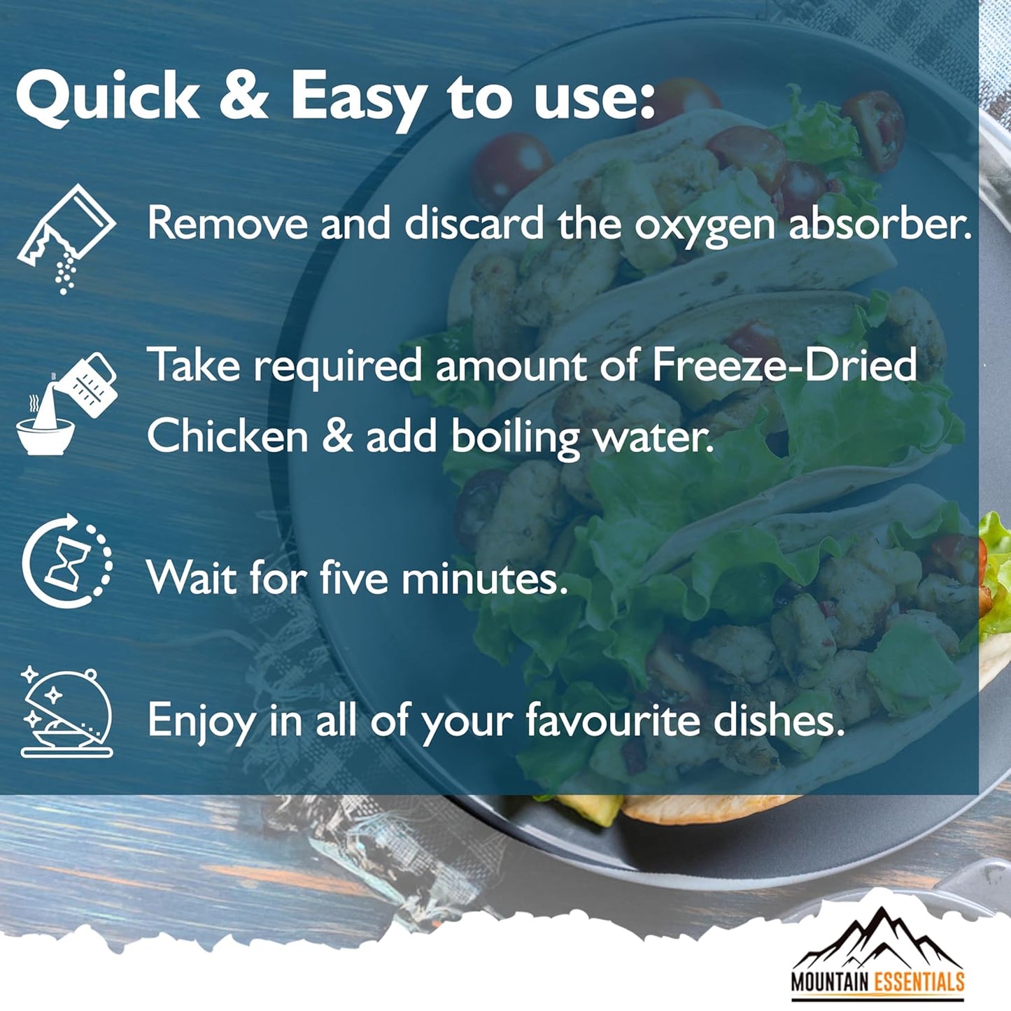 MOUNTAIN ESSENTIALS Freeze Dried Fully Cooked Chicken Dices Pouch