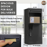 Extra Large Smart Letter Drop Box High Capacity Package Delivery Box for Outside with Secure Coded Lock | Outdoor Parcel Mailbox Weather, Rust and Corrosion Resistance Coating for Home or Office Black