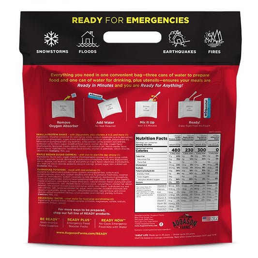 24-Hour 1-Person Food & Water Supply, Farmhouse Potato Kit, 3 servings