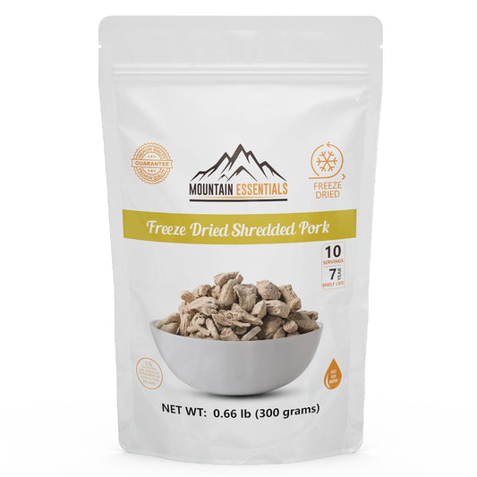 MOUNTAIN ESSENTIALS Freeze Dried Fully Cooked Shredded Pork with 7 Year Shelf Life