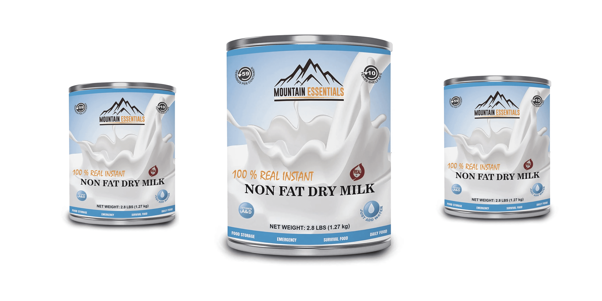 Mountain Essentials Nonfat Dry Milk Powder 3 cans
