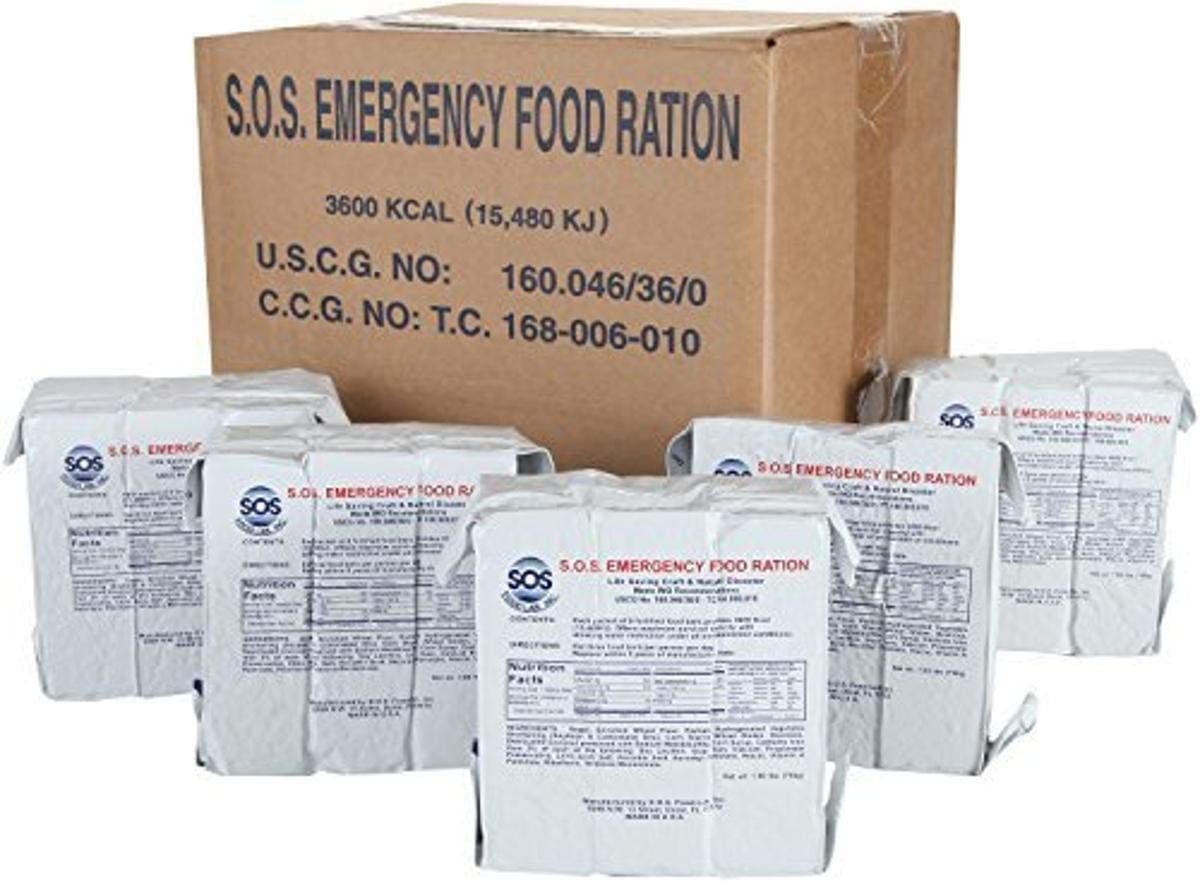 SOS Food Labs Rations Emergency 3600 Calorie Food Bar - 3 Day / 72 Hour Package with 5 Year Shelf Life- FULL CASE