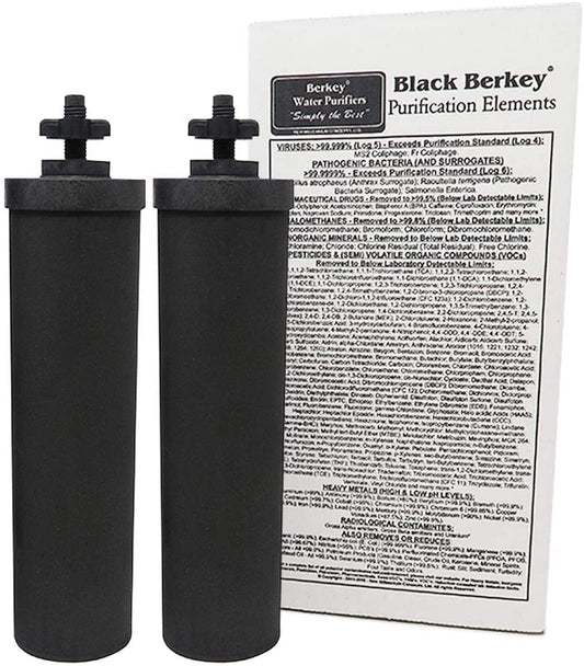 Set of 2 Berkey Authentic Black Berkey Elements (BB9-2) and 2 Berkey PF-2 Fluoride and Arsenic Reduction Elements - Combo Pack