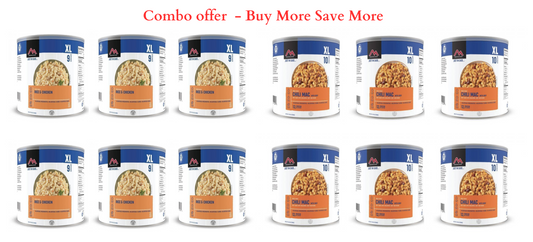Combo Offer- Mountain House Chili Mac w/beef &  Rice & Chicken #10 Can Freeze Dried Food