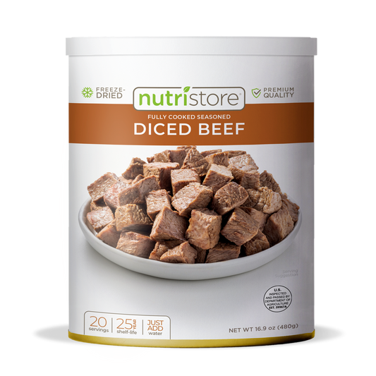 Nutristore Freeze Dried Beef Dices | Pre-Cooked Meat