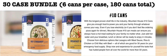 30 Case Package - Mountain House Meals Bulk (6 cans per case, 180 cans)