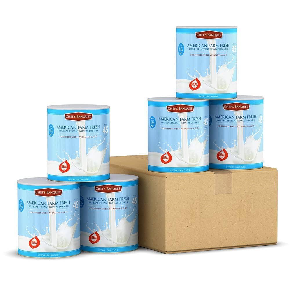American Farm Fresh Fortified Instant Non fat Dry Milk Powder for Baking,6can case of #10 Cans
