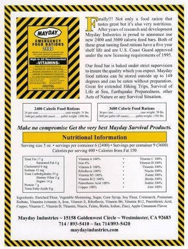 Copy of Mayday 2400 Calorie Food Bars Pack of 6