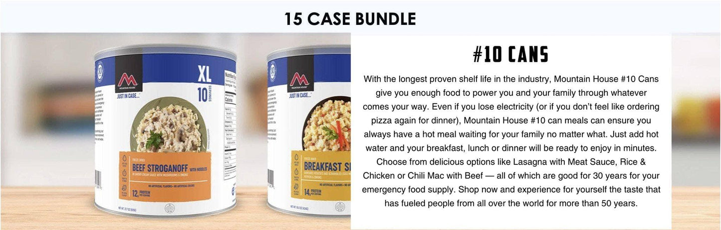 Buy Mountain House Emergency Food Cans (15 Case Pack) - 25+ Year Shelf Life  pen_spark