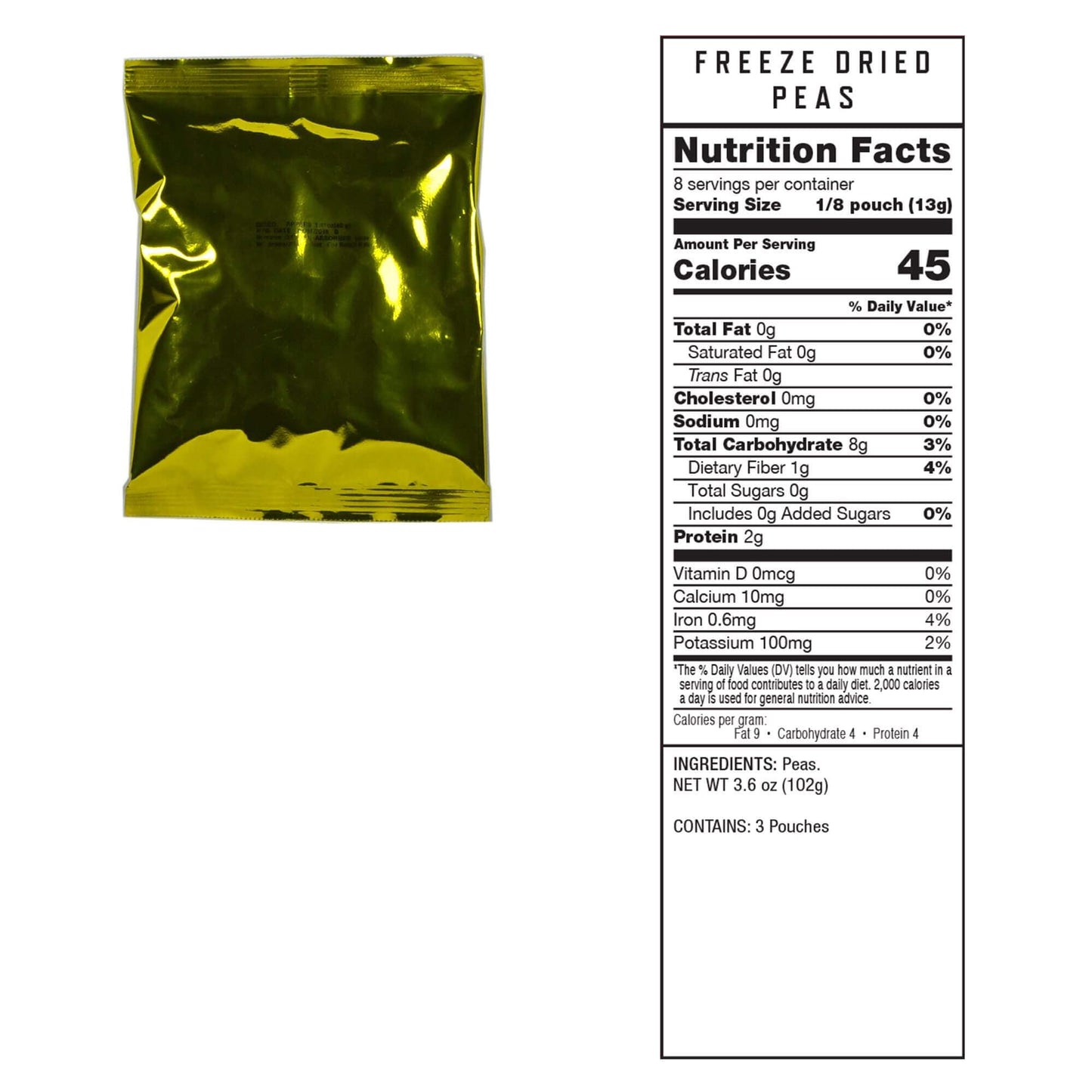 ReadyWise Nutritional Info 480 Serving Freeze Dried Vegetables