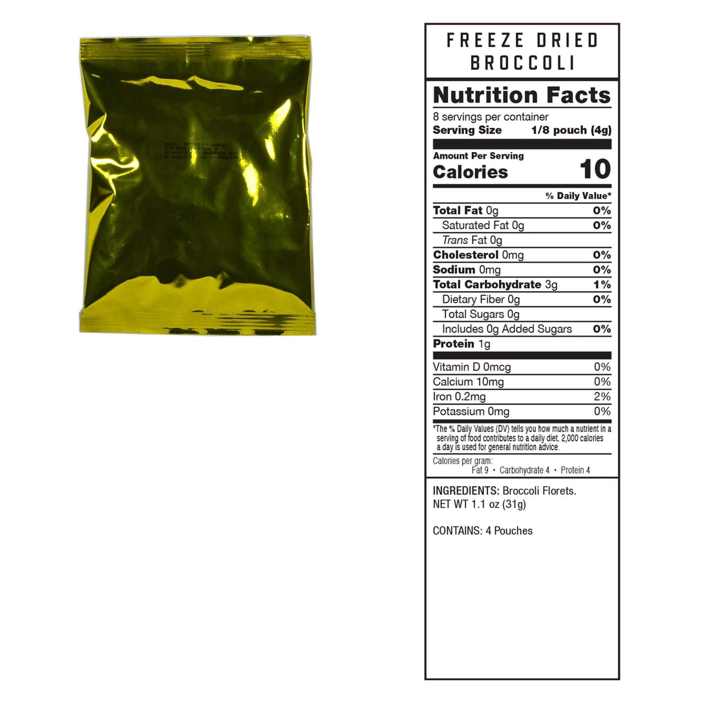 ReadyWise Nutritional Info 480 Serving Freeze Dried Vegetables