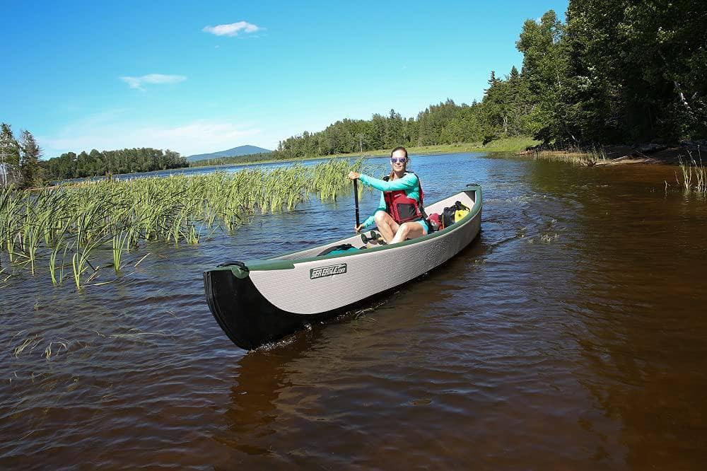 Sea Eagle TC16 Inflatable Travel Canoe Start Up Package with Traditional Wood/Web Seats …
