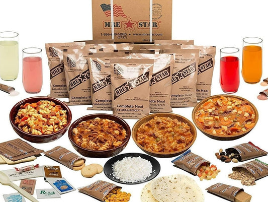 MRE STAR MEALS READY TO EAT - CASE OF 12 WITH HEATER