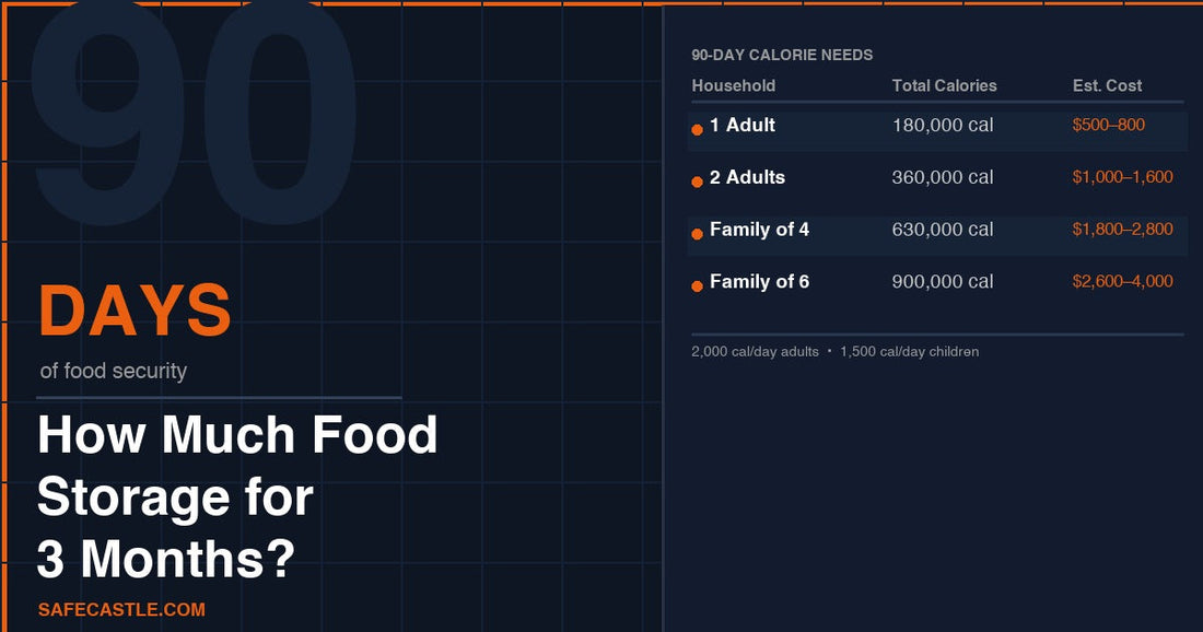 90-day food storage calorie calculator for families