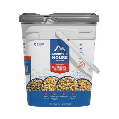 Mountain House Essential Assortment Bucket 12 Pouches- Gluten-Free Meals | 22 Servings
