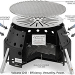 Volcano 3 Collapsible Portable Grill & Stove with Lid & Cookbook 19,500 BTU Burner 13” Cooking Surface Includes Carry Bag Regulator Hose & Heat Diffuser for Camping Tailgating & Dutch Oven Cooking