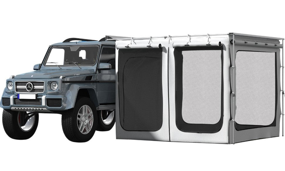 VEVOR Car Awning Room Accessory, Fit 8.2' x 8.2', 300D Oxford Car Awning Camping Tent with PVC Floor, Heavy Duty Extend Shelter for Car Awning SUV Tent Camper Van Overland Gear, Grey, Room Only