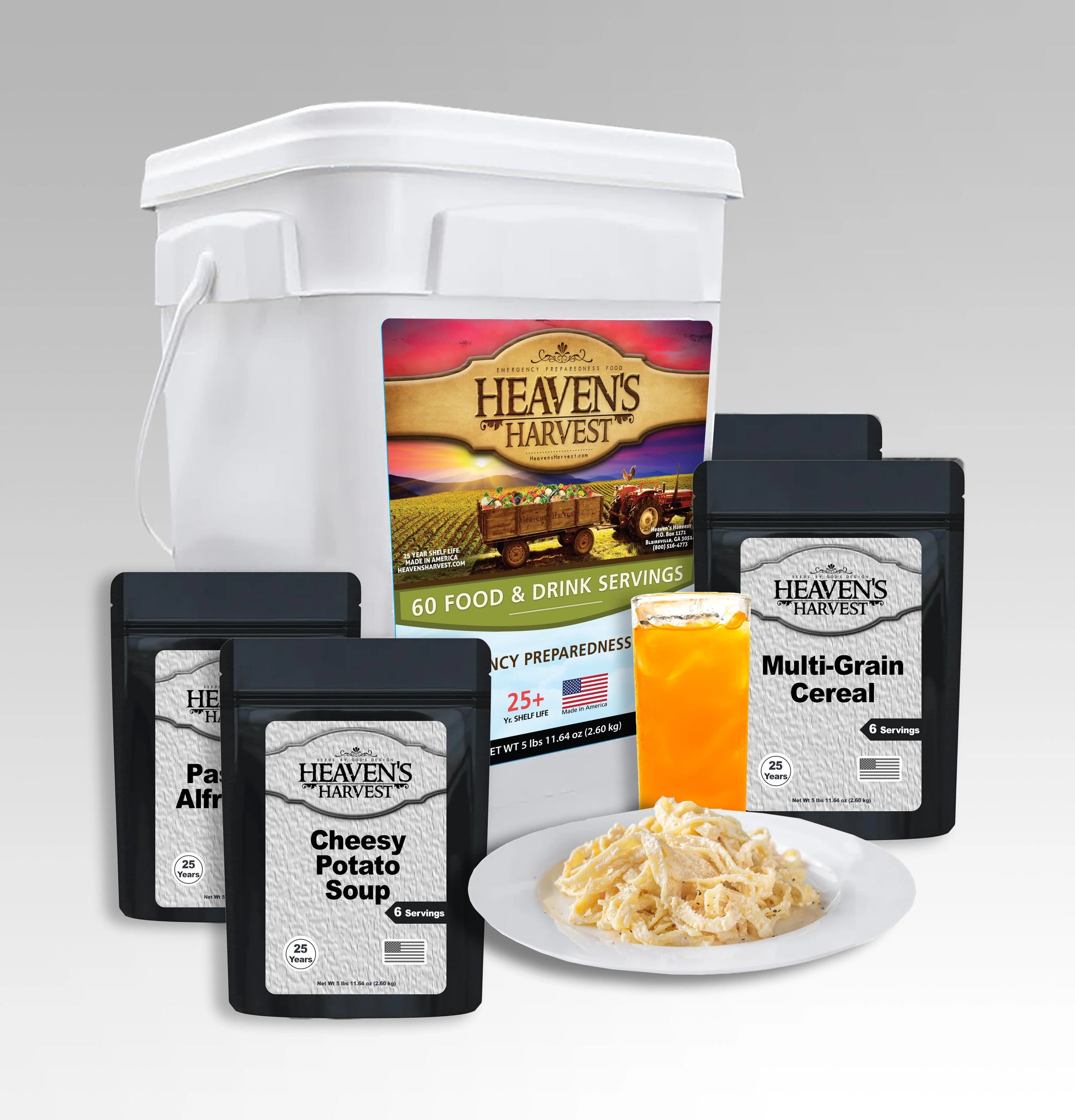 Heaven’s Harvest "1-Week Kit" Emergency Food Supply (60 Food & Drink Servings)