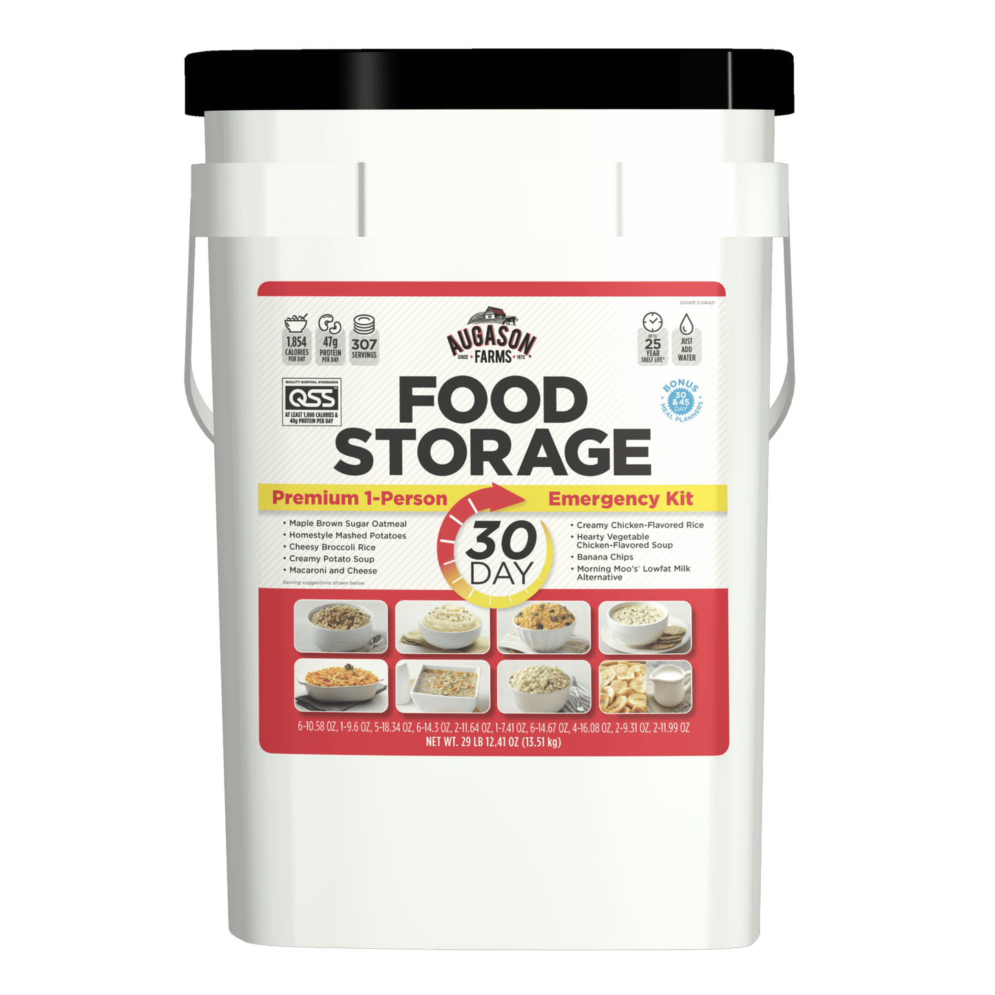 30-Day 1-Person Premium Emergency Food Supply Kit, Extra Calories Per Day, 307 Servings